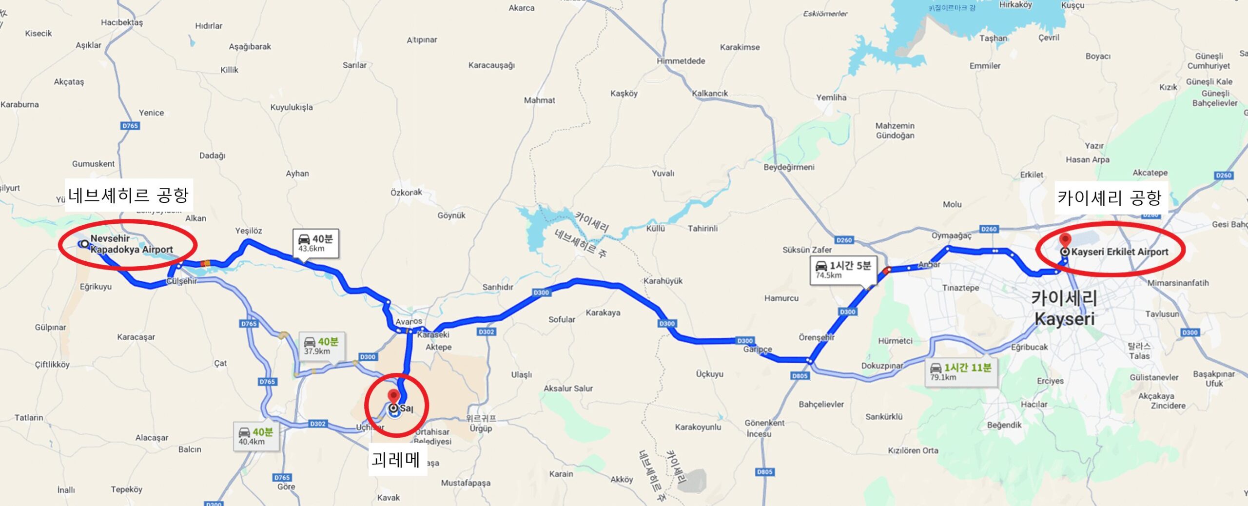 카파도키아 네브셰히르 공항, 카이셰리 공항 레드투어