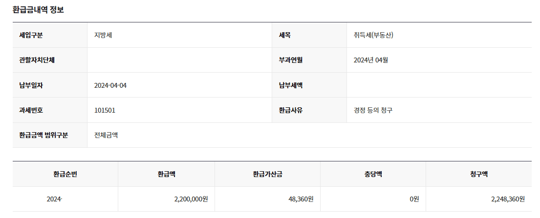 생애 최초 취득세 위택스 환급 내역 확인 방법